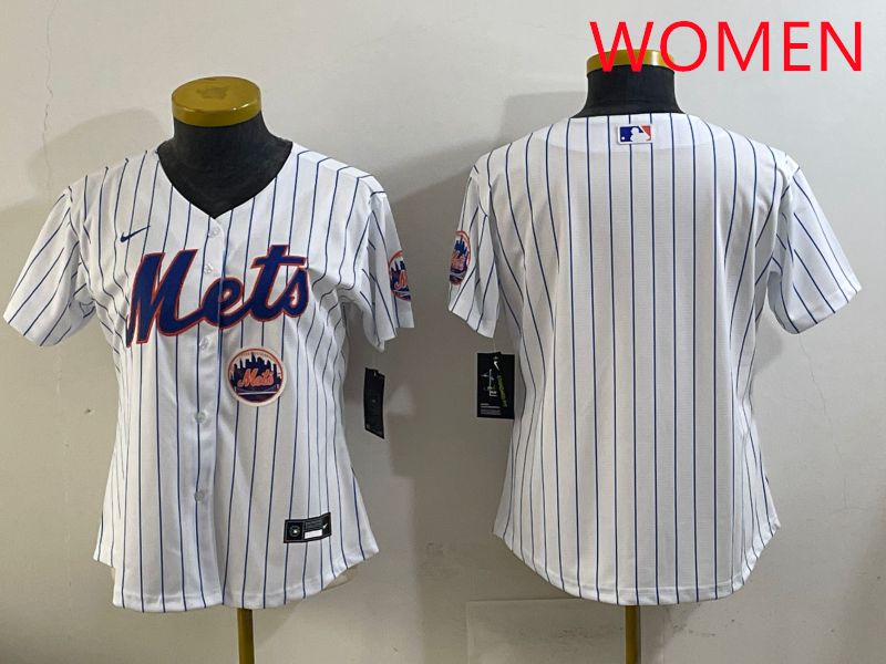 Women New York Mets Blank White Stripe Game 2025 Nike MLB Jersey style 3->women mlb jersey->Women Jersey